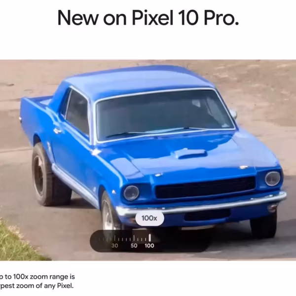 Карта автомобиля Ford Mustang 1970 на обложке Pixel 10 Pro: Pixel Camera 10.3 Pro Zoom