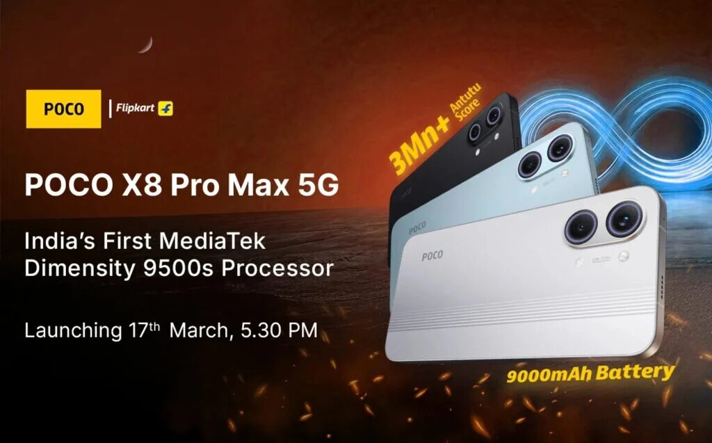 Промо Poco X8 Pro Max 5G с MediaTek Dimensity 9500s, 3 000+ и батареей 9000 мАч