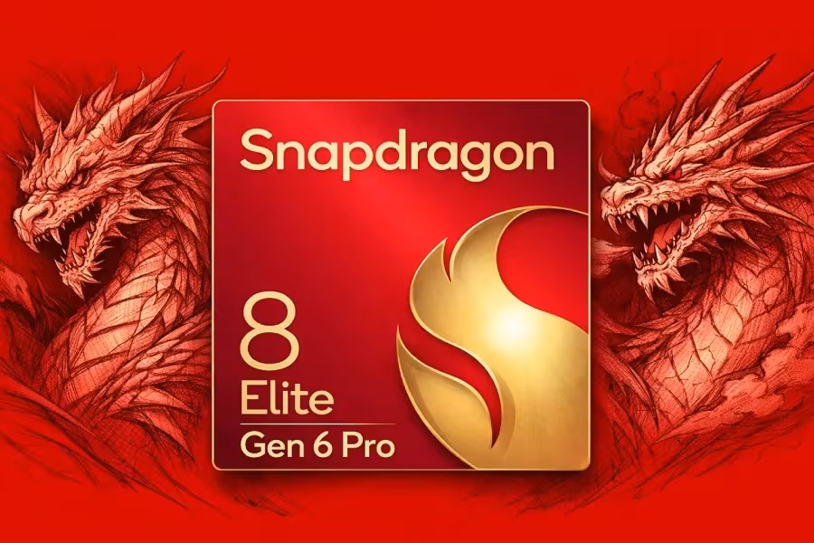 Логотип Snapdragon 8 Elite Gen 6 Pro с драконами