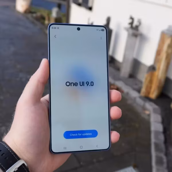 Обновление Samsung One UI 9.0 на смартфоне Samsung Galaxy: экран с прогрессом установки