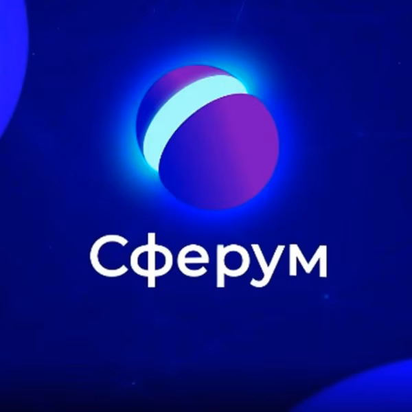 Логотип Сферум — иконка с планетой и сфер в синем цвете для сообщества «Пульс образования»