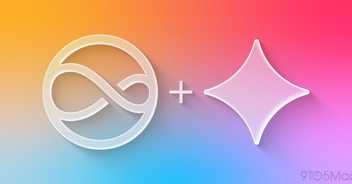 Логотип Apple и символ Core AI на градиентном фоне в iOS 27