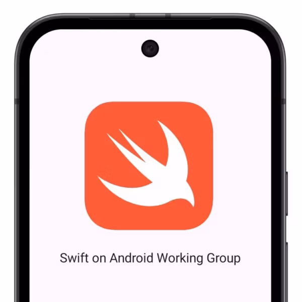 Логотип Swift на экране смартфона с Android — официальный старт языка Apple на новой платформе