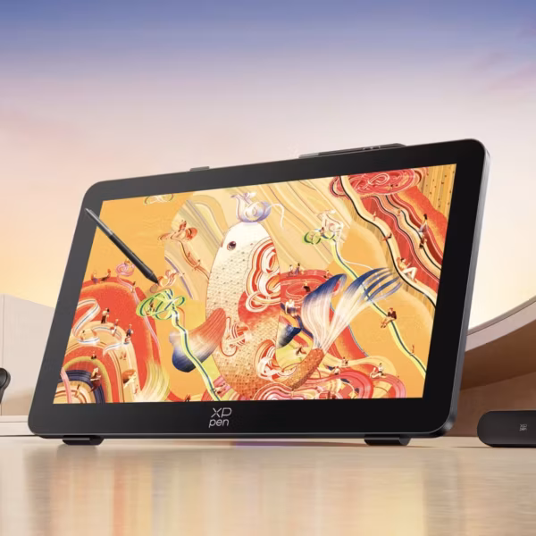 Планшет XPPen Artist Pro 27 с 4K-дисплеем и комплектным стилусом на рабочем столе