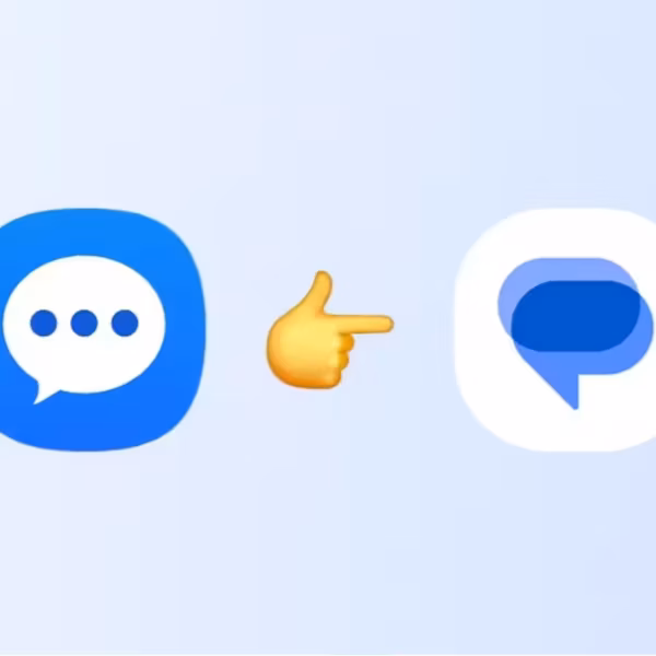 Иконки сообщений Samsung и Google Messages со стрелкой между ними