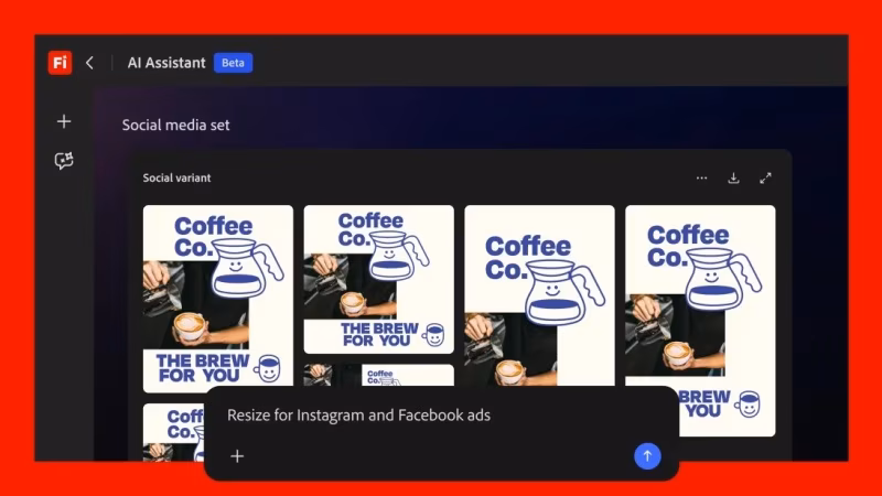 Экран Adobe Firefly AI Assistant в Creative Cloud