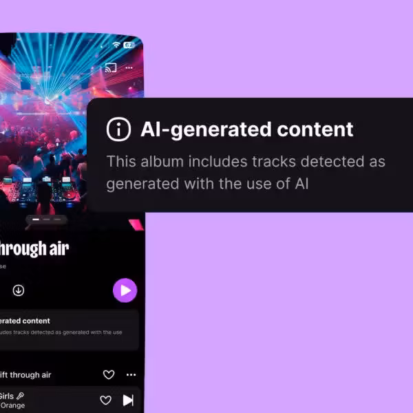 экран смартфона Deezer с AI-сгенерированным треком