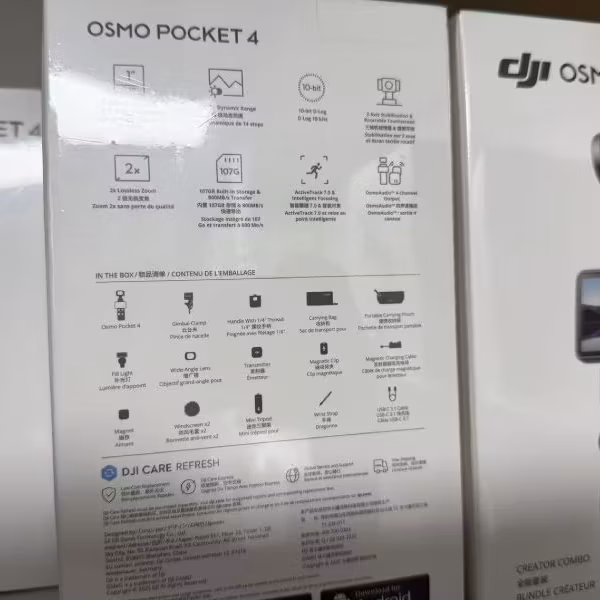 Коробка DJI Osmo Pocket 4 с изображением устройства