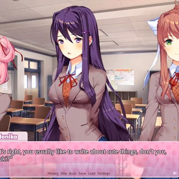 Девушки из Doki Doki Literature Club в классе