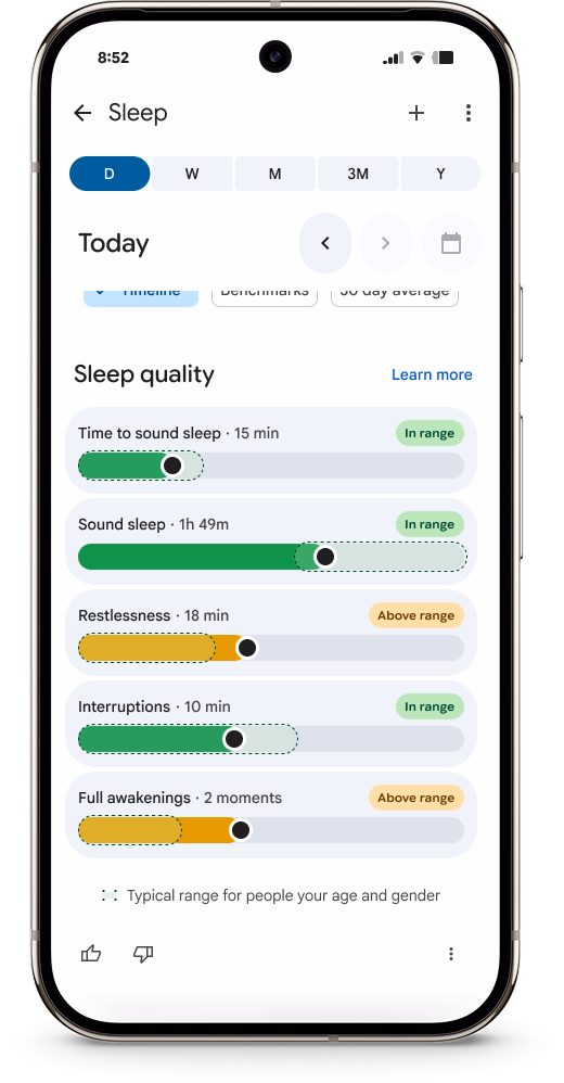 Экран приложения Fitbit с данными о качестве снаSleep Score
