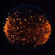 Сфера с яркими оранжевыми точками на чёрном фоне NASA огонь на Луне