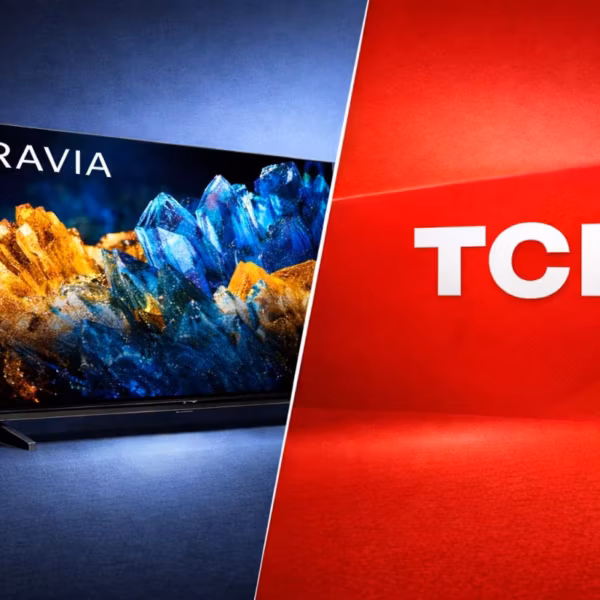 Телевизор Sony Bravia и логотип TCL