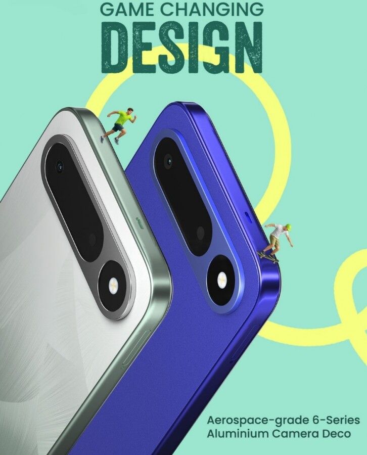 Два новых смартфона Tecno Aero Space-grade 6-Series с черным и синим корпусами и камерами