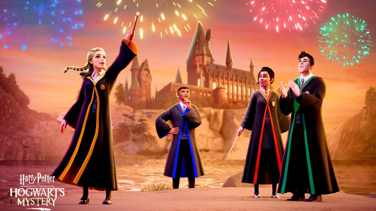 Герои Гарри Поттер и Гарри Поттер: Hogwarts Mystery фейерверки замок заклинания