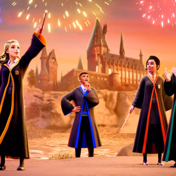 Герои Гарри Поттер и Гарри Поттер: Hogwarts Mystery фейерверки замок заклинания