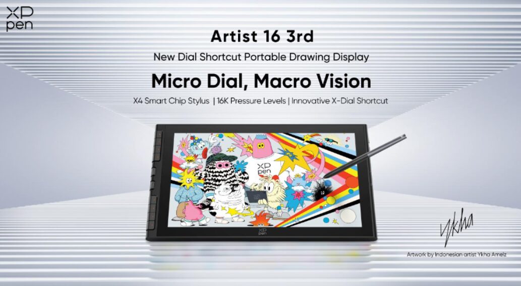 Графический дисплей XPPen Artist 16 3rd с яркими графическими иллюстрациями и стилусом