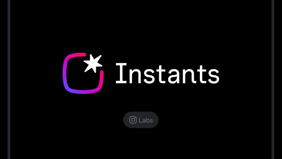 Логотип Instagram Instants на черном фоне