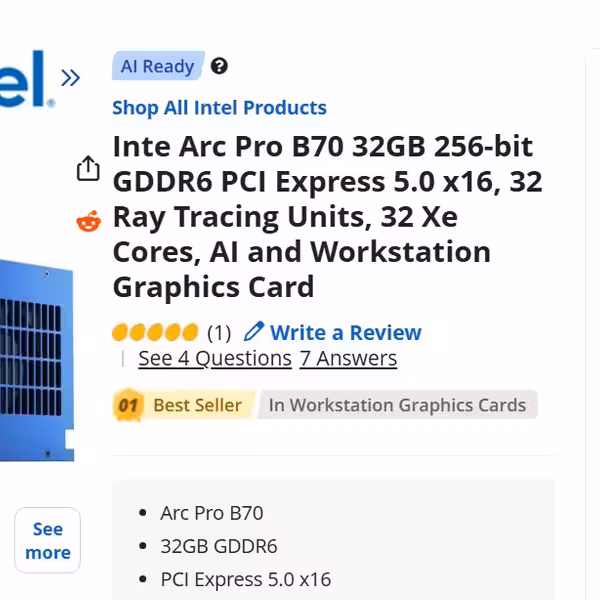 Интел Arc Pro B70 графическая карта с 32 ГБ памяти