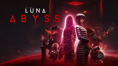 Обложка игры Luna Abyss с персонажами и красным фоном