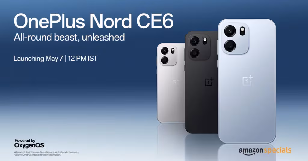 Три смартфона OnePlus Nord CE 6 разных цветов