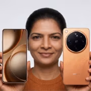 Женщина держит смартфон Oppo Find X9 Ultra и телефон сзади