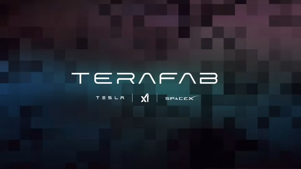 Логотип ТераФаб с названиями Tesla и SpaceX