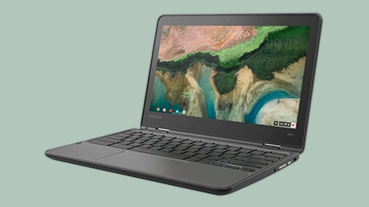 Lenovo 300e Chromebook продают за $79,99 вместо $284,99 595 Ноутбук Lenovo 300e Chromebook открытый экран клавиатура