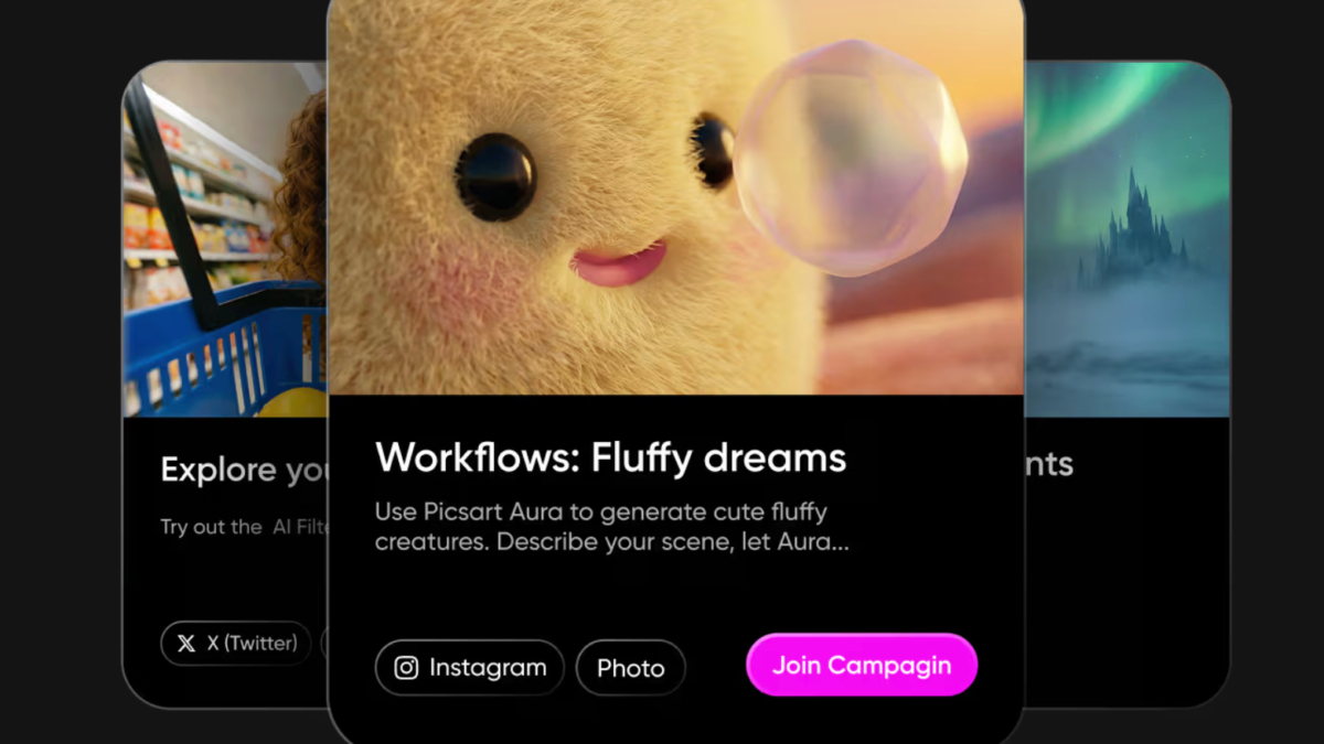 Мультипликационный персонаж из работы Workflow Fluffy dreams от Picsart
