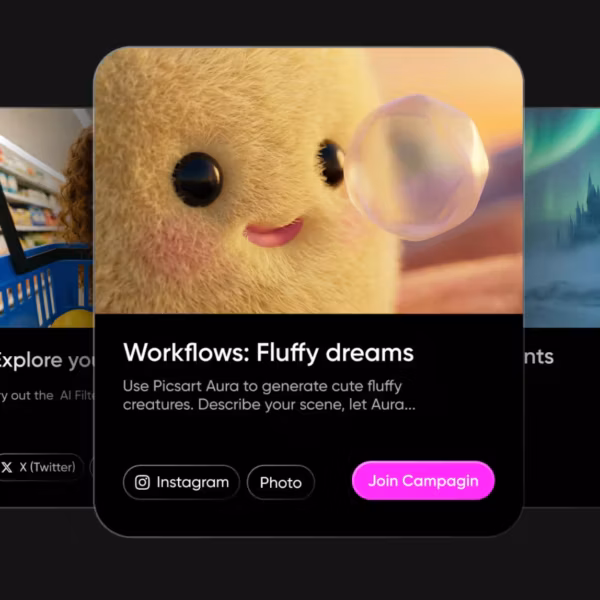 Мультипликационный персонаж из работы Workflow Fluffy dreams от Picsart