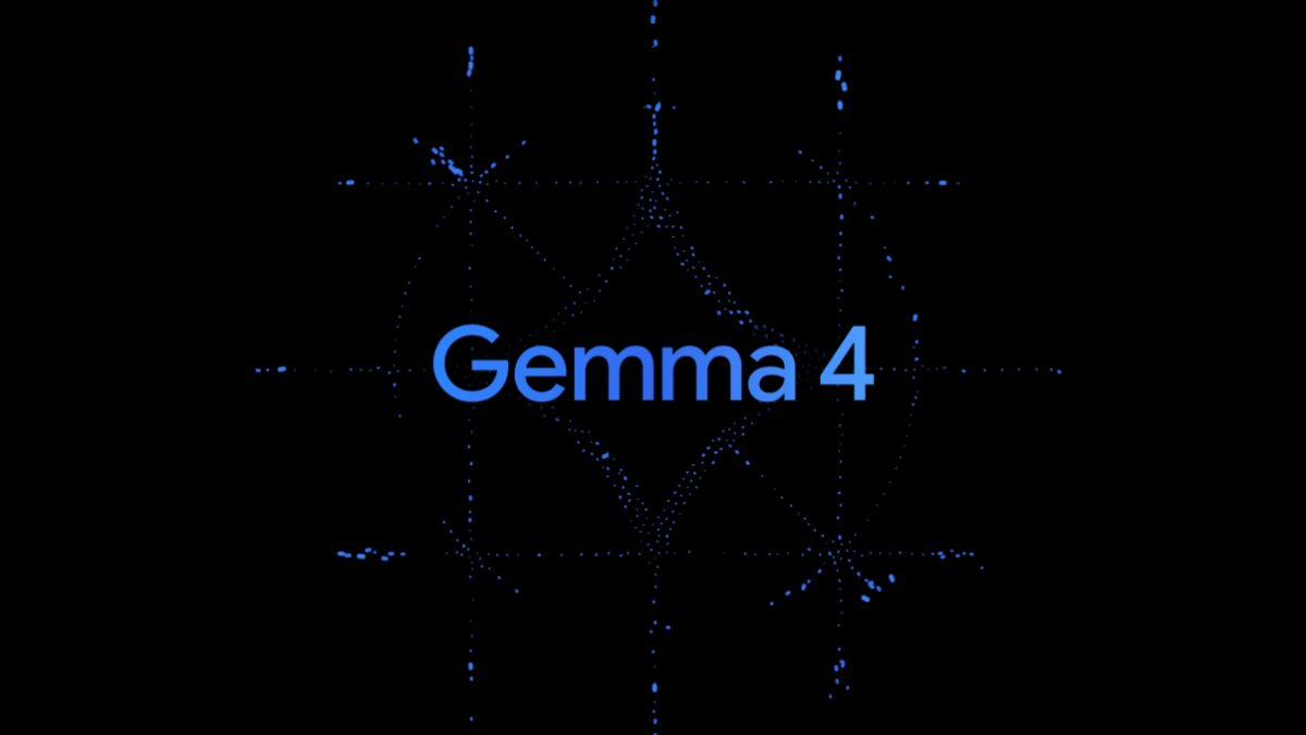 Цветной график точек с текстом Gemma 4 отображается на черном фоне