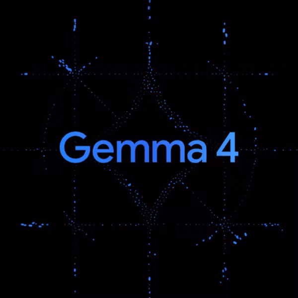 Цветной график точек с текстом Gemma 4 отображается на черном фоне