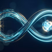 Инфинитный символ с светящимися линиями Memento-Skills учит ИИ