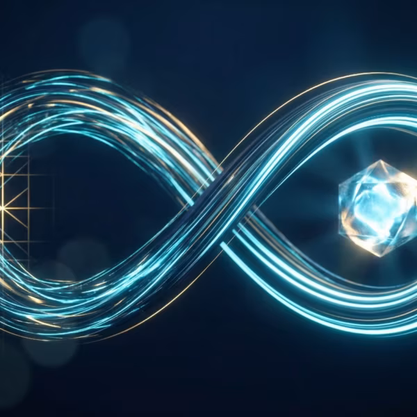 Инфинитный символ с светящимися линиями Memento-Skills учит ИИ