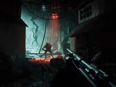 Персонажи в фантастическом мире Industria 2, стреляют