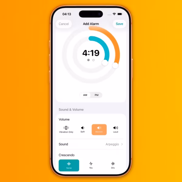 Настройка будильника в приложении VariAlarm на iPhone