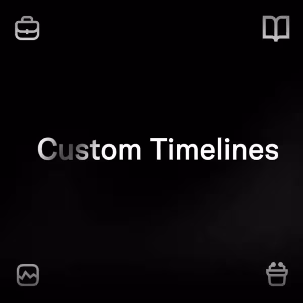 экран смартфона с настройками Custom Timelines и иконами