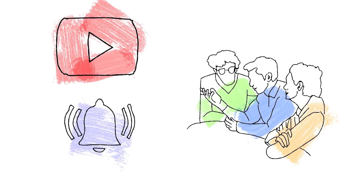 Социальная сеть YouTube, уведомление и обсуждение в группе
