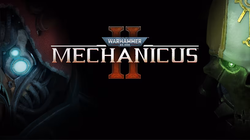 Логотип Warhammer 40,000 Mechanicus II с роботами