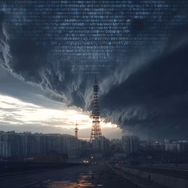 Тяжёлые облака перед городским пейзажем StormWall