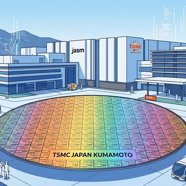 Современный дизайн фабрики TSMC Japan Kumamoto с цветным чипом