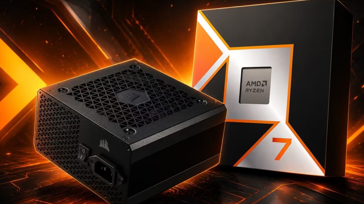 Блок питания Corsair RM750 и коробка AMD Ryzen 7 9800X3D