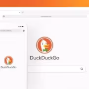 Главное окно браузера с логотипом DuckDuckGo и поисковой строкой