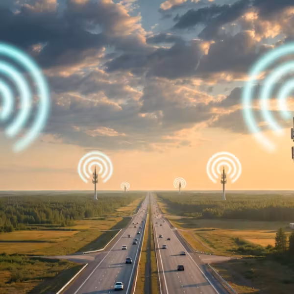 Мачты связи над шоссе сельской местности 5G Покрытие трасс