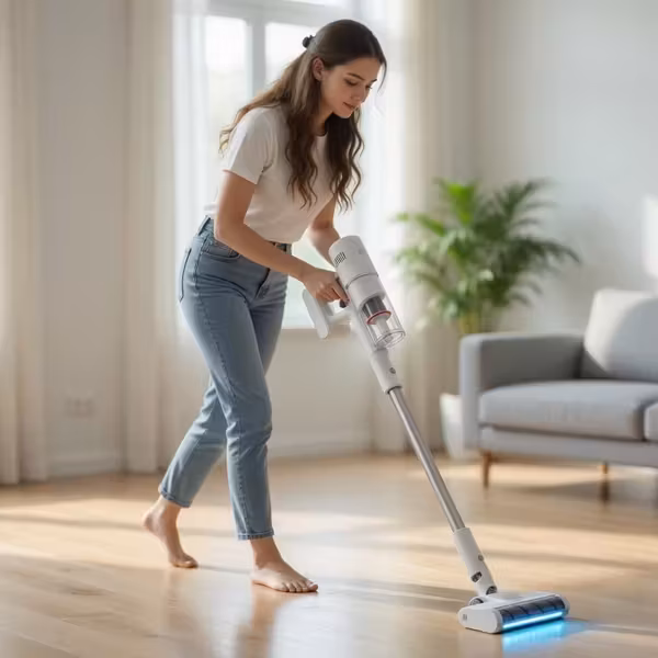 женщина чистит пол пылесосом Mijia Vacuum Cleaner 4