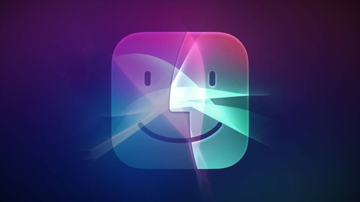 Логотип Siri на фоне тёмного градиента и света