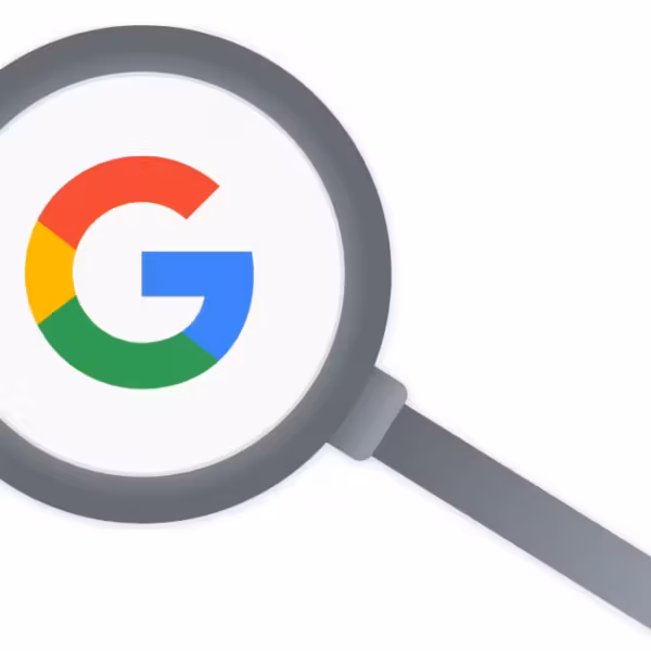 Лупа с логотипом Google поиск и текстом Google
