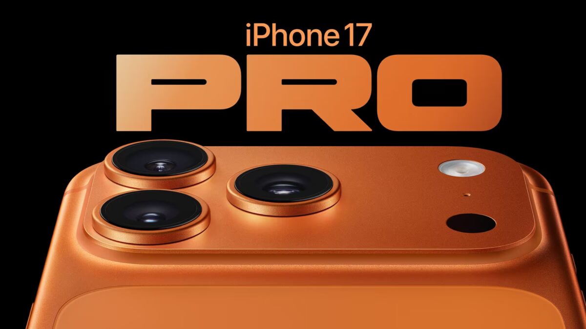 Три камеры iPhone 17 Pro оранжевого цвета