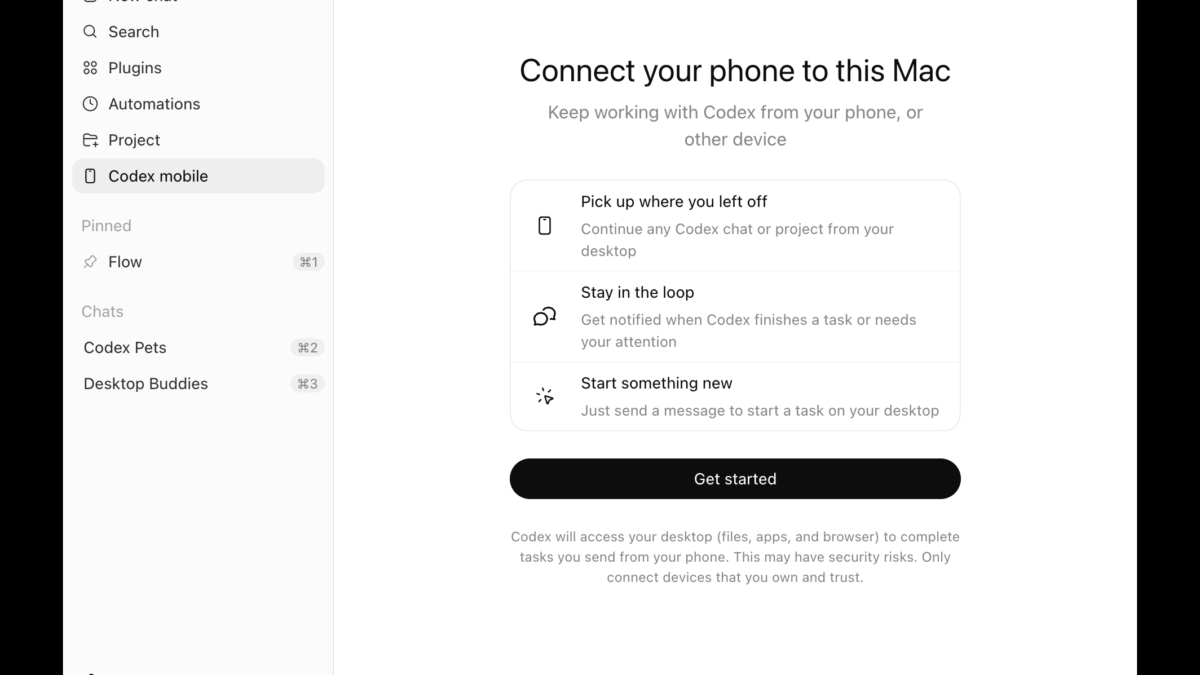 Экран Mac с интерфейсом Codex мобильный iPhone и Android