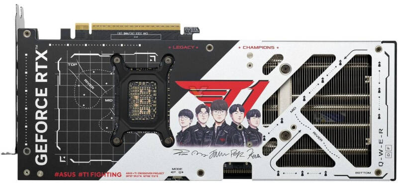 Видеокарта ASUS RTX 5060 Ti с изображением группы фанатов T1 и Faker