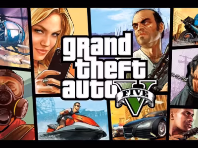 Обложка GTA V для PS5 и Xbox с героями и транспортом